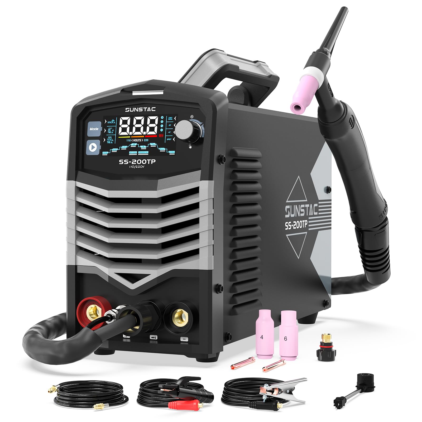 Sunstac 200A TIG Welder with Pulse, 110V/220V Dual Voltage, 3 in 1